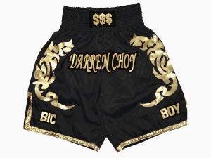 Personalized Boxing Shorts : KNBXCUST-2039-Black